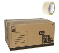 TRESV Pack de 10 Caja de Carton Multiusos con un precinto para Mudanza Embalaje, Envio Paquete Almacenaje Guarda todas cosas, cajas carton mudanza 30x12x15cm