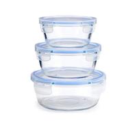 TRESV Set 3 Taper recipientes de vidrio con tapas almacenamiento de alimentos de cierre a presión, horno, congelador y lavavajillas