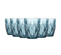 TRESV Set de 6 Vasos Colores o Transparente, Vaso de Cristal agua de 300 ml, Vaso de Agua y Bebidas, Aptos para Lavavajillas (Azul)