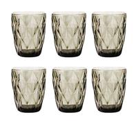 TRESV Set de 6 Vasos Colores o Transparente, Vaso de Cristal agua de 300 ml, Vaso de Agua y Bebidas, Aptos para Lavavajillas (Gris)