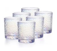 TRESV Set de 6 Vasos Colores o Transparente, Vaso de Cristal agua de 350cc, Vaso de Agua y Bebidas, Aptos para Lavavajillas