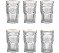 TRESV Set de 6 Vasos Colores y Transparentes de Cristales de 270ml, 300ml y 330ml con Patrón Girasol