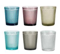 TRESV Set de 6 Vasos de Colores de Cristales de 250ml - Productos de Vidrio de Alta Calidad - Apto para Uso Diario
