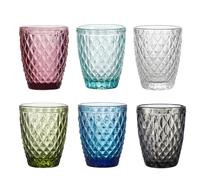 TRESV Set de 6 Vasos de Colores de Cristales de 250ml y 370ml -Productos de Vidrio de Alta Calidad - Apto para Uso Diario