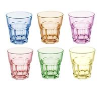 TRESV Set de 6 Vasos de Colores Pastel, Vasos de Cristal Multicolor Altos de 300ml,Aptos para Lavavajillas (300ml Todo color)