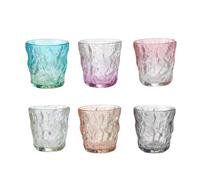 TRESV Set de 6 Vasos de Colores y Transparente de Cristal, Productos de Vidrio - Apto para Uso Diario