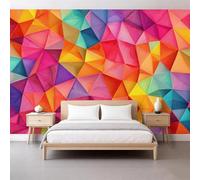 Triángulos coloridos Papel pintado no tejido 3D 400 x 280 cm pared foto pared pared abstracta geométrica papel pintado panorámico pared para salón TV sofá tema hotel pasillo fondo pintado