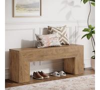 Tribesigns Banco de 120 cm para pasillo, banco de zapatos rústico, banco de ropa interior con espacio de almacenamiento para salón, dormitorio y pasillo, cocina, fácil montaje, color marrón natural