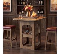 Tribesigns: Mesa auxiliar cuadrada de 80 cm con 3 estantes, mesa de pie de madera, ideal para cocina, bar en casa, comedor, bistró, espacios pequeños y apartamentos