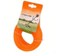Trimmer Line - Cable de corte de 2,7 mm para césped grueso, nailon de alta resistencia para cuerda Wacker compatible con gas eléctrico, 15 m (naranja redondo)