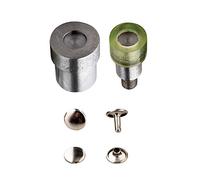 Trimming Shop Doble Tapa Remaches Herramienta de Ajuste Plantilla Set para Universal Mano Verde Máquina Prensa Remachadora Verde Máquina Prensa De Mano, 9mm