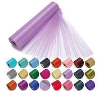 Trimming Shop Nieve Organza Fina Rollos Purpurina Tela para Boda Fiesta de Navidad Silla Cintos Caminos de Mesa Decoración 29cm X 25m - Lila