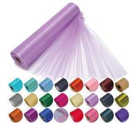 Trimming Shop Nieve Organza Fina Rollos Purpurina Tela para Boda Fiesta de Navidad Silla Cintos Caminos de Mesa Decoración 29cm X 25m - Luz Violeta
