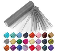 Trimming Shop Rollo de Tela de Organza con Purpurina para Decoración de Bodas, Fiestas, Lazos de Silla y Caminos de Mesa, 29cm x 25m - Plata Oscuro