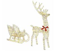 vidaXL Trineo decorativo "Rentier" con 200 luces LED de luz cálida, dimensiones 70 x 26 x 129 cm, material: PET