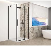 TRINITY BLACK: Cabina de ducha cuadrada de 900x900 mm, entrada por un lateral, para la esquina derecha