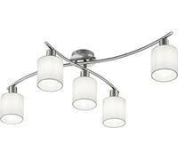 Trio Lighting Lámpara de techo Garda, pantallas de tela blanca, níquel mate