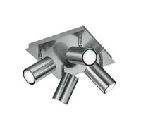 Trio 802430407 Serie 8024 - Focos con 4 luces, bombillas excluidas, GU10, 35 W, 230 V E, IP20, 15 x 24 x 24 cm, metal, níquel mate