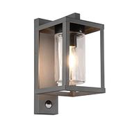 Trio, Aplique, Lunga 1xE27, max.40,0 W Cristal, Transparente claro, Cuerpo: Aluminio fundido, Antracita A:16,0cm, A:33,5cm, P:22,0cm Sensor de movimiento,IP44,Sin bombilla