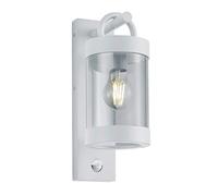 TRIO, Aplique, Sambesi 1xE27, max.28,0 W Plástico, Transparente claro, Cuerpo: Aluminio fundido, estera blanca A:12,5cm, A:33,0cm, P:18,0cm Sensor de movimiento,Montaje de la pared,IP44