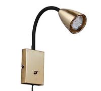 Trio, Aplique, Wanda 1xGU10, max.10,0 W Cuerpo: Metal, Bronce mate A:8,5cm, A:23,5cm, P:22,0cm Interruptor,Flexible,Montaje de la pared,IP20,Sin bombilla,FLEXConnect