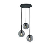 TRIO, Colgante, Balini 3xE14, max.28,0 W Cristal, Humo, Cuerpo: Metal, Antracita Ø:30,0cm, A:150,0cm IP20,Sin bombilla,Regulable en altura