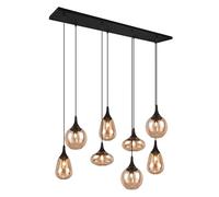 Trio-Leuchten Lámpara colgante Lumina 8 luces, cristal ámbar, negro/ámbar