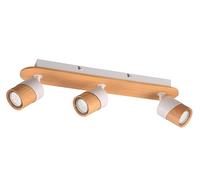 TRIO Lámpara de techo Aruni 801100331, metal blanco mate, madera natural, excl. 3x GU10