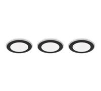 TRIO LED Lámpara empotrable Argus Set de 3 653610332, plástico negro mate, con LED RBG 4 vatios con cambio de color, control remoto, regulable