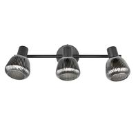 Trio Leuchten Barra de focos TARIFA 862800332, Metal Negro Mate, Cristal Cromado Vaporizado, excl. 3x E14