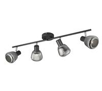 Trio Leuchten Barra de focos TARIFA 862800432, Metal Negro Mate, Vidrio Cromado Vaporizado, excl. 4x E14