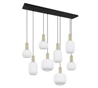 Trio-Leuchten Lámpara colgante DIVA 319800808 Latón/Negro mate Cristal blanco sin bombillas 8xE27