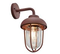 Trio-Leuchten Aplique para exterior DUERO – Óxido, 33 cm, Metal/vidrio IP44 (sin bombilla E27)