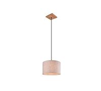 Trio Leuchten Elmau 302100130 - Lámpara de techo (madera, pino, pantalla de tela, cable negro, no incluye 1 bombilla E27, níquel envejecido)