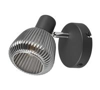 Trio Leuchten Foco de pared TARIFA 862800132, metal negro mate, cristal cromado rociado, excl. 1x E14