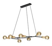 Trio Leuchten Lámpara colgante Cross 306700732, metal negro mate/bronce, no incluye 7 bombillas E27