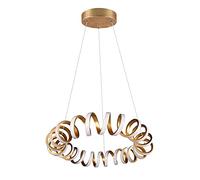 Trio Leuchten Lámpara colgante LED Curl 325110179, metal dorado mate, incluye bombilla LED de 33 W, interruptor de regulador