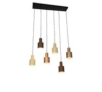 Trio Leuchten - Lámpara colgante moderna | Lámpara de techo | Lámpara colgante de bronce con detalles en color taupe y beige, de 6 luces – Serie Ans I Ideal para salón o dormitorio - Acero, diseño ala