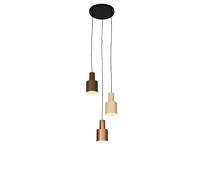 Trio Leuchten - Lámpara colgante moderna | Lámpara de techo | Lámpara colgante de bronce con detalles en color taupe y beige, de 3 luces – Modelo Ans I Ideal para salón o dormitorio - Estructura de ac