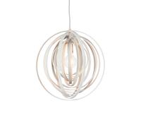 Trio Leuchten - Lámpara colgante redonda de diseño. Lámpara colgante, lámpara de techo, lámpara colgante, lámpara de diseño, lámpara, lámpara blanca de madera. Ideal para: salón, dormitorio. Forma: re