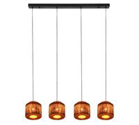 Trio Leuchten Lámpara colgante SMILLA 366800436, metal negro mate, pantalla de yute natural, exc. 1x E27