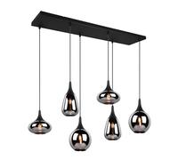 Trio-Leuchten Lámpara de techo Lumina 317000632 6 luces metal negro mate cristal cromado vaporizado