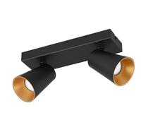 TRIO Leuchten Mancha de pared SHARP 817100232, metal negro mate, tapa dorada/negra, excepto 2x GU10