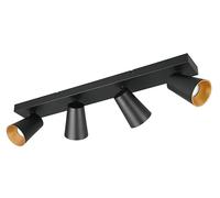TRIO Leuchten Mancha de pared SHARP 817100432, negro metal mate, tapa dorada/negra, excepto 4x GU10