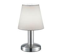 Trio Leuchten Mats II 599700101 - Lámpara de mesa (metal, níquel mate, pantalla de tela blanca, no incluye 1 bombilla E14, encendido/apagado táctil)