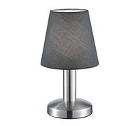 Trio Leuchten Mats II 599700142 - Lámpara de mesa (metal níquel mate, pantalla de tela gris, no incluye 1 bombilla E14, On/Off Touch, pantalla gris)