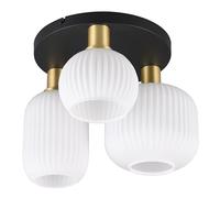 Trio-Leuchten Plafón de techo DIVA 619800308 latón metálico/negro mate cristal blanco excl. 3x E27