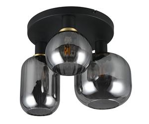 Trio Leuchten Plafón de Techo DIVA 619800332, Metal Negro Mate, Vidrio Cromado Vaporizado, excl. 3x E27