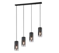 Trio Leuchten Robin 310600432 - Lámpara de techo (metal negro mate, cristal ahumado, no incluye 4 bombillas E27)