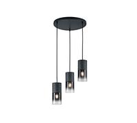 Trio-Leuchten Lámpara de techo Robin 310630332 metal negro mate, cristal ahumado, 3 bombillas E27